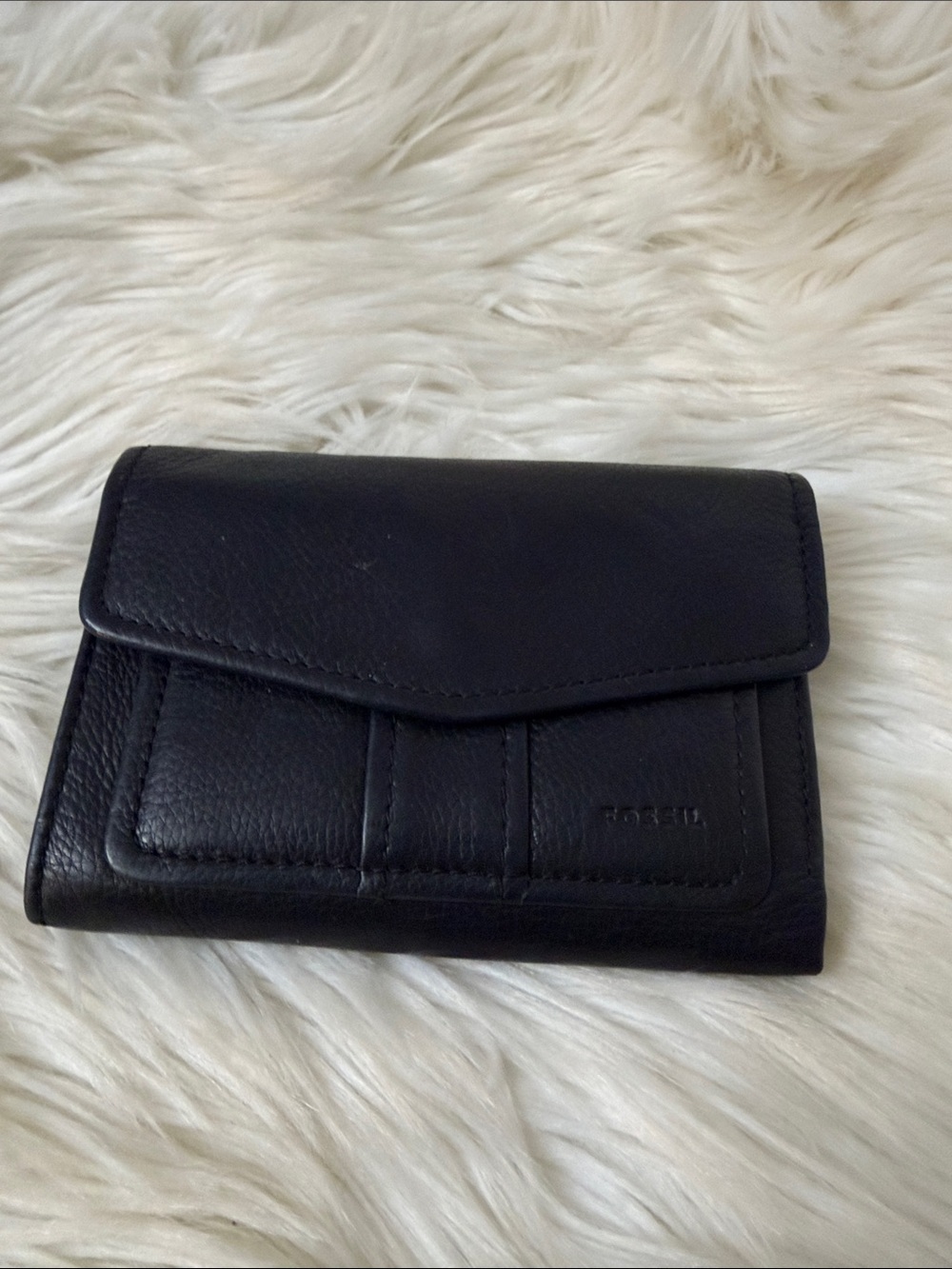 Fossil Black Leather Compact Wallet